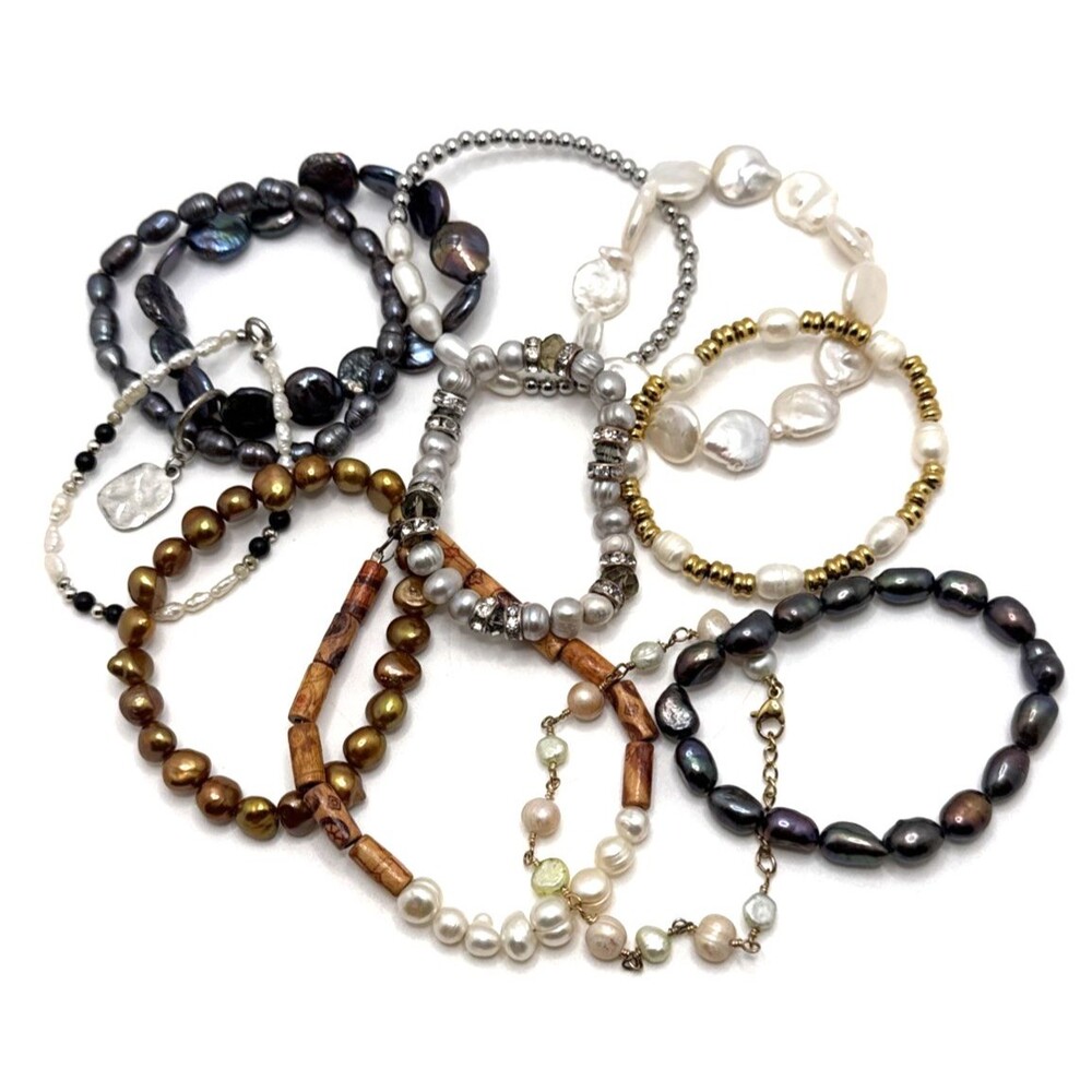 Genuine Pearl Bracelets Multicolor Freshwater Stackable Lot of 10